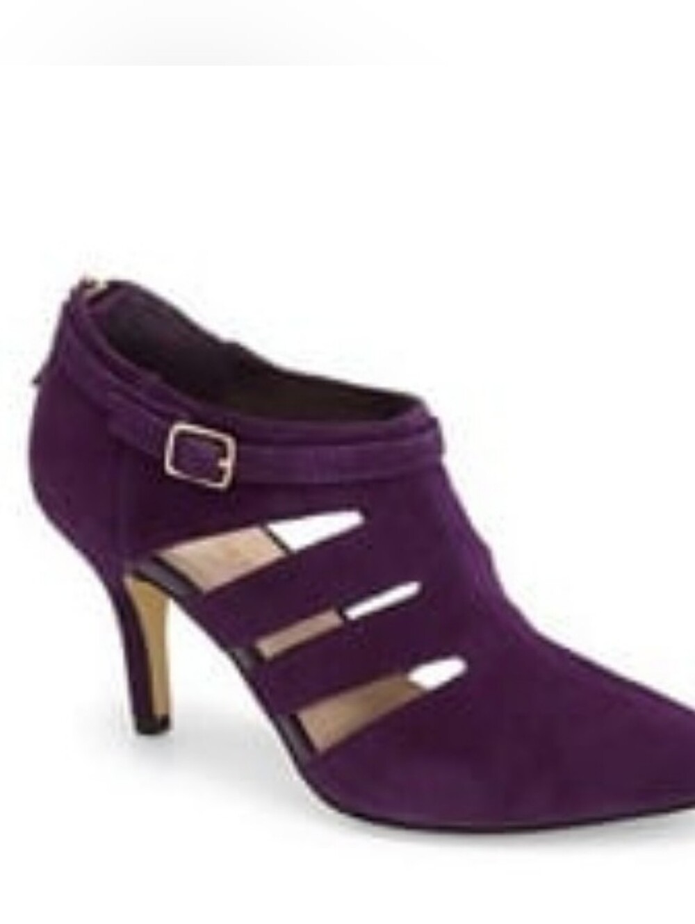 Bella Vita Purple Suede Cutout Pointed-Toe Heels